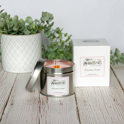 Blushing Orchid - Travel Tin Candle - Wooden Wick