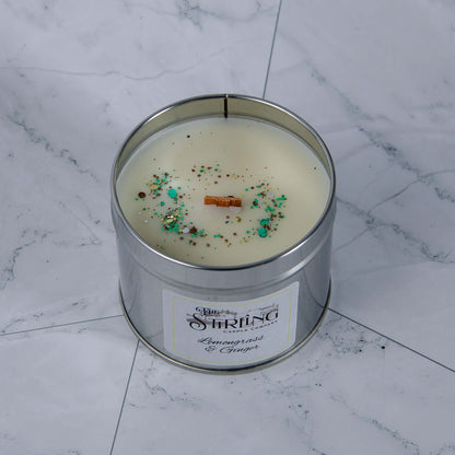 Citronnelle et Gingembre - Bougie en Étain Format Voyage - Mèche en Bois