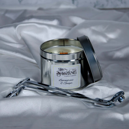 Citronnelle et Gingembre - Bougie en Étain Format Voyage - Mèche en Bois